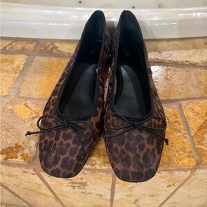 Zara Leopard Print Ballet Flats in Brown and Black